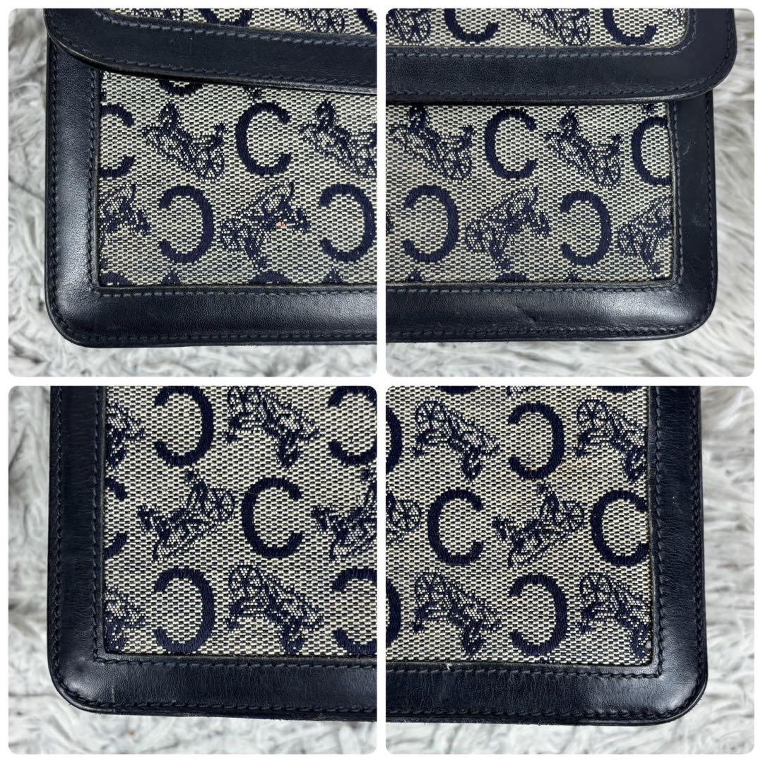 美品 セリーヌ キャンバス ショルダーバッグ Cマカダム ジャッキー ネイビー