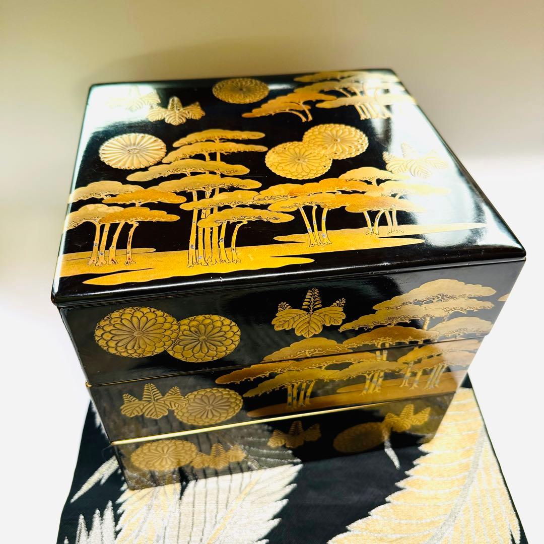 漆器輪島塗沈金蒔絵螺鈿木製五段重箱時代品
