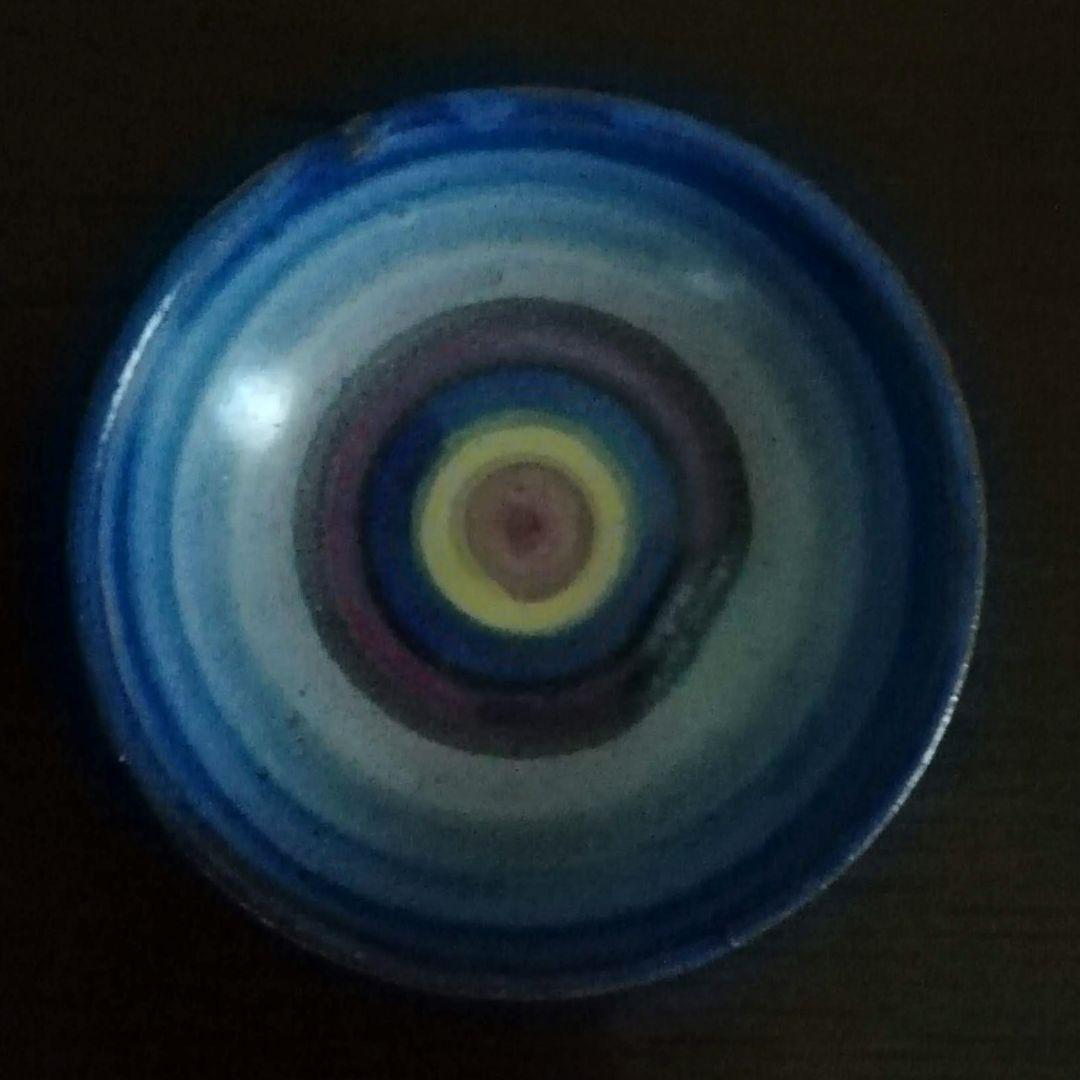 超レア　逸品　マジョリカ古窯　色絵輪線紋小皿　10客　明治期　時代箱付き