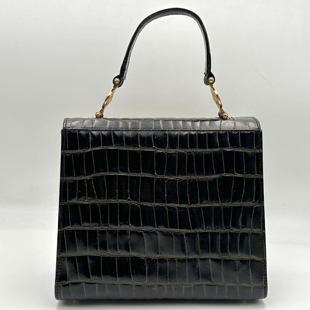 ヴェルサーチ クロコダイル ハンドバッグ レザー メデューサ ゴールド金具