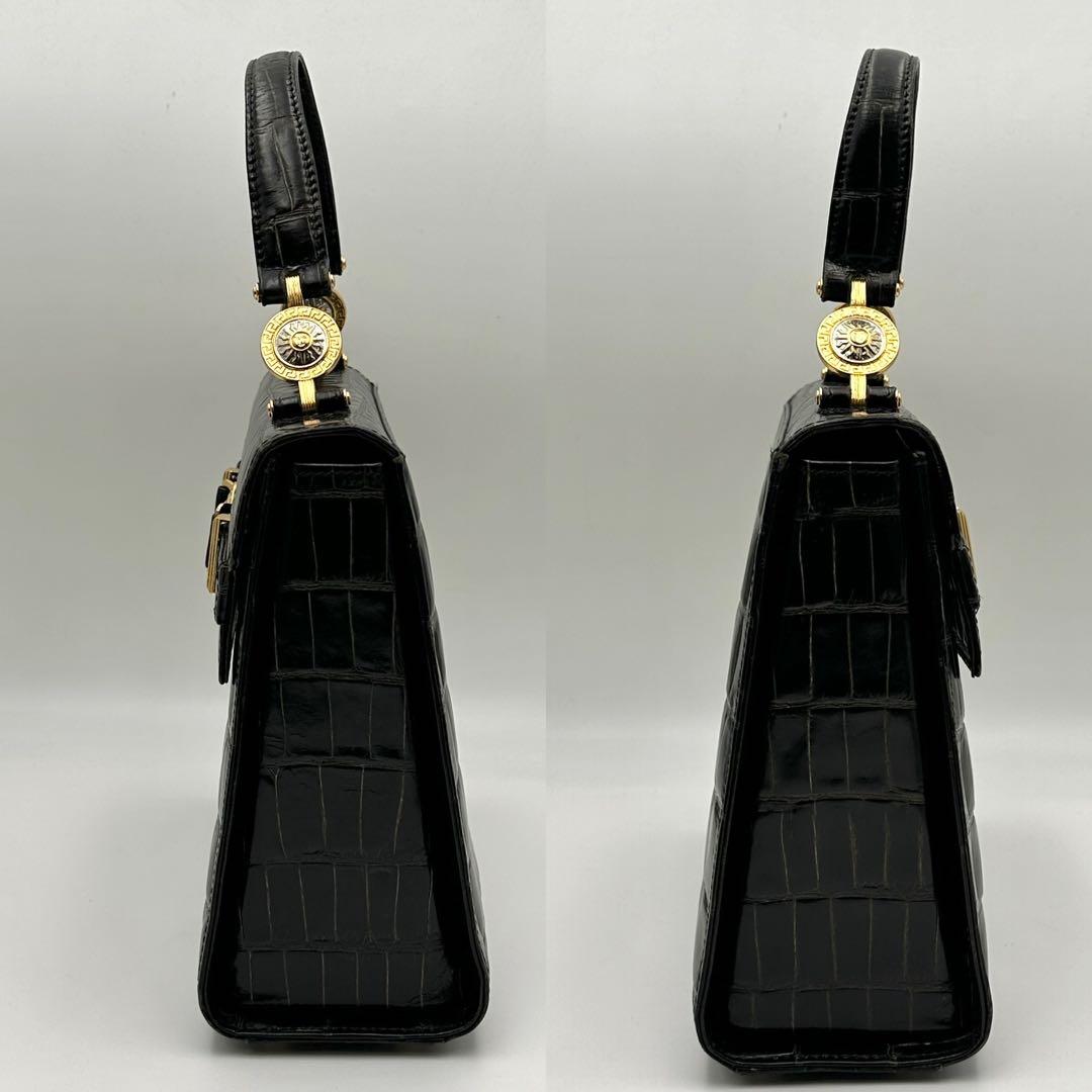 ヴェルサーチ クロコダイル ハンドバッグ レザー メデューサ ゴールド金具