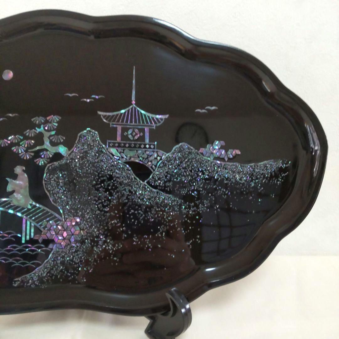 螺鈿細工 飾り盆 飾り皿 高岡漆器 青貝塗 繊細優美 伝統工芸品 螺鈿