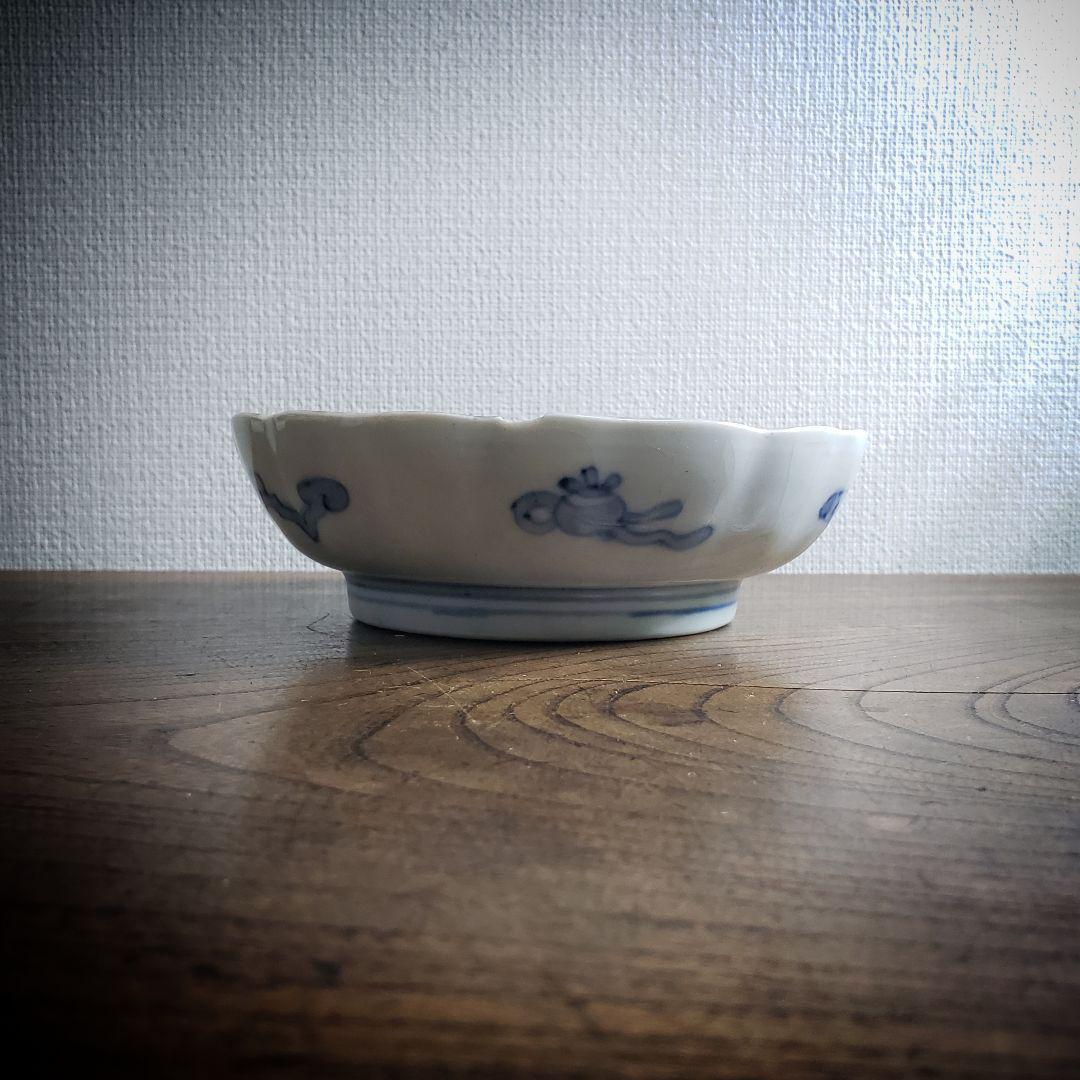 なます皿 古伊万里 色絵付 花唐草 丸文様 亀甲 アマテ ニュウ 欠け ロ