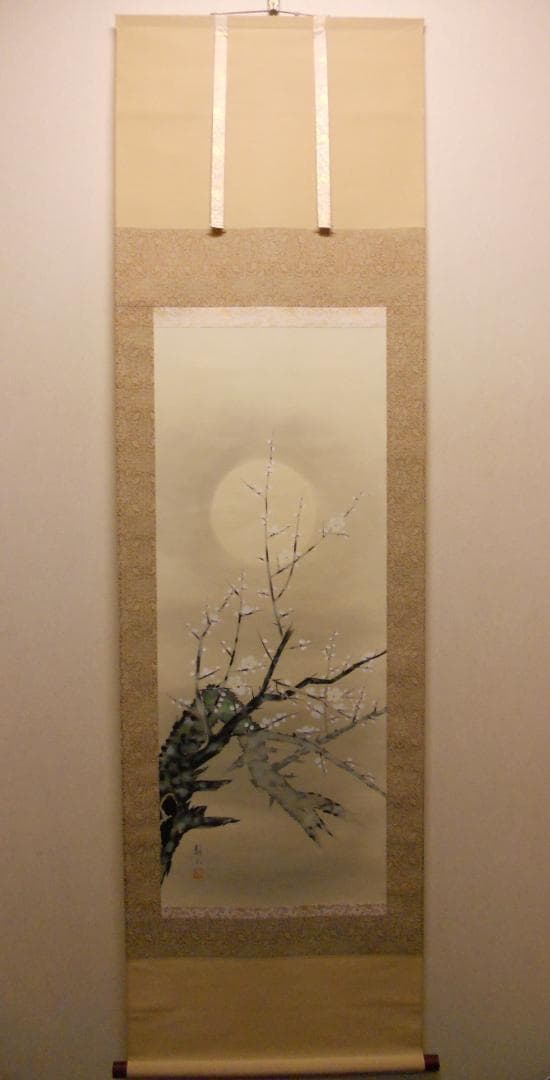 掛け軸 静山 四季名月 絹本 希少 軸装 茶道具 掛軸 美品 です。