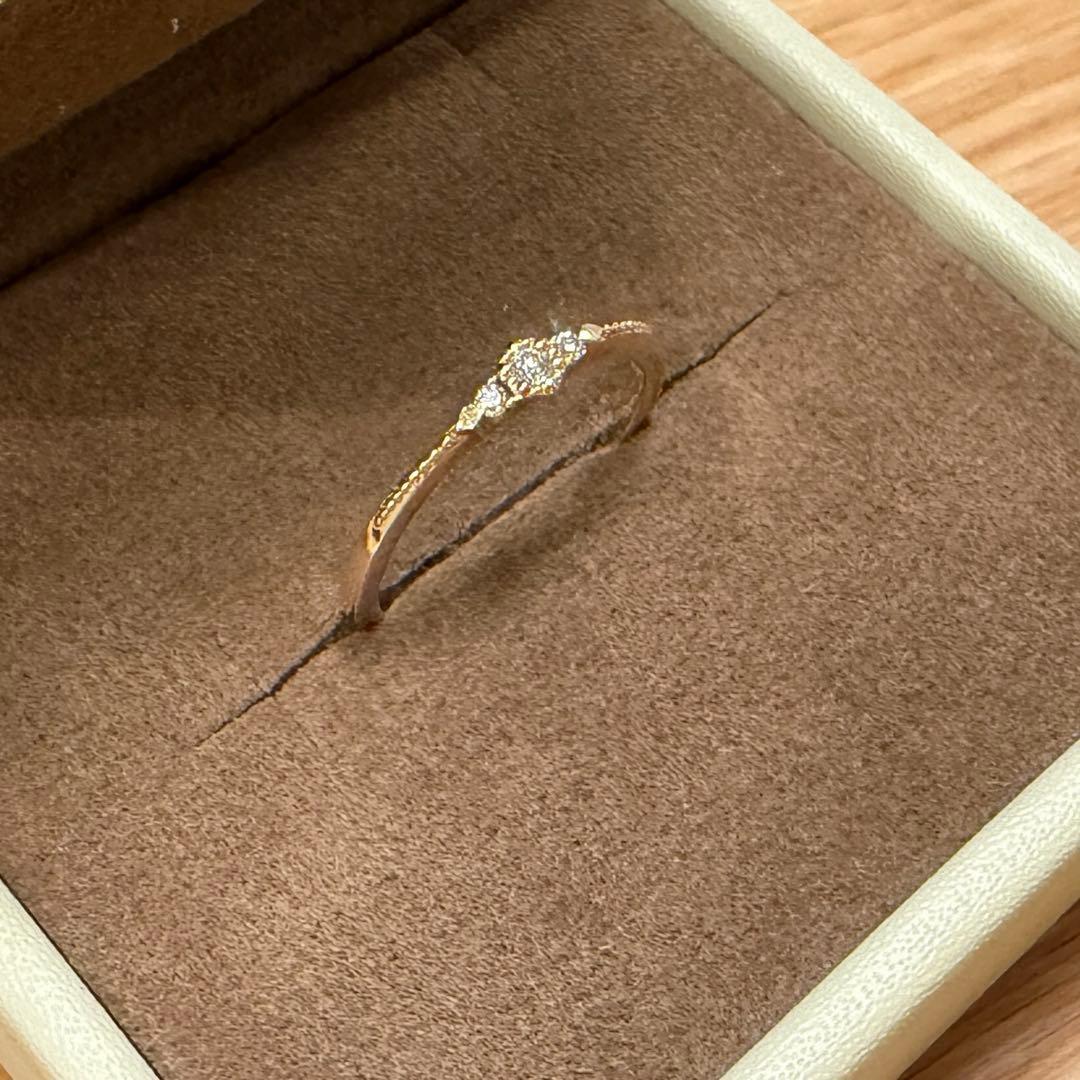 agete K10 0.04ct ヘキサゴン ダイヤモンドリング 9号