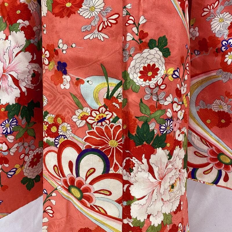 510ag50◎七五三 七歳 女児 アンティーク着物のみ レトロ ピンク◎