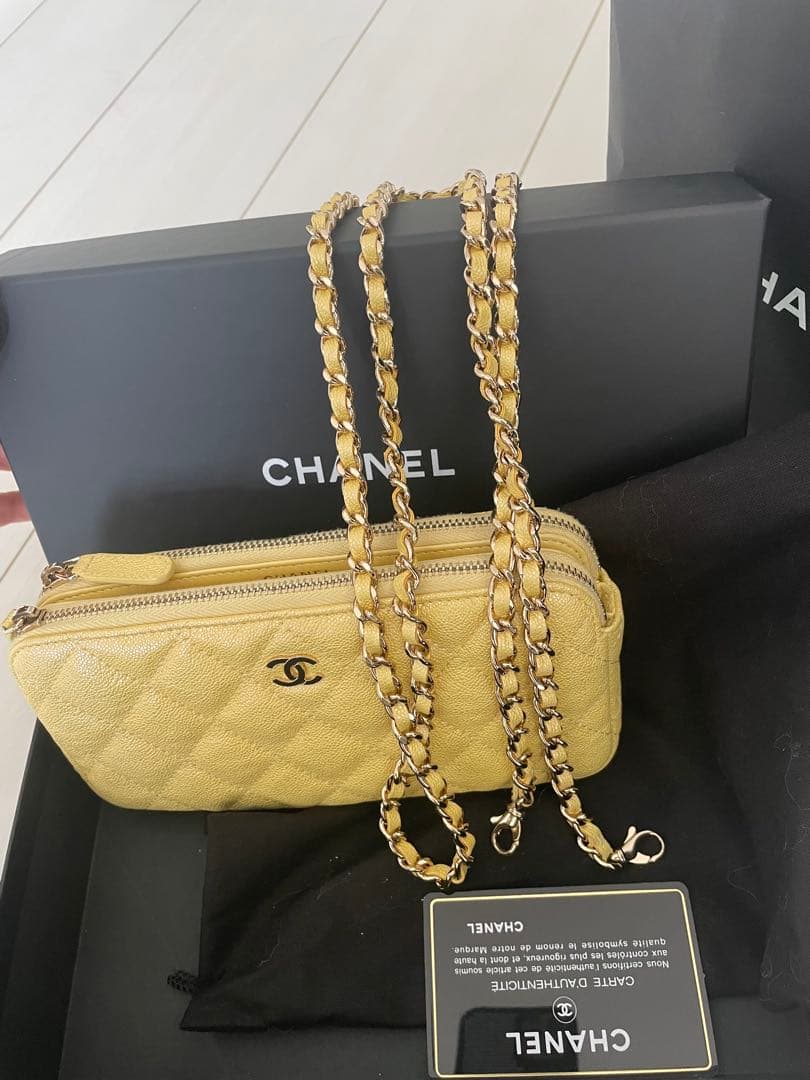 ♡超美品♡レア品CHANELマトラッセ⭐︎チェーンウォレット⭐︎黄色ショルダーバッグ