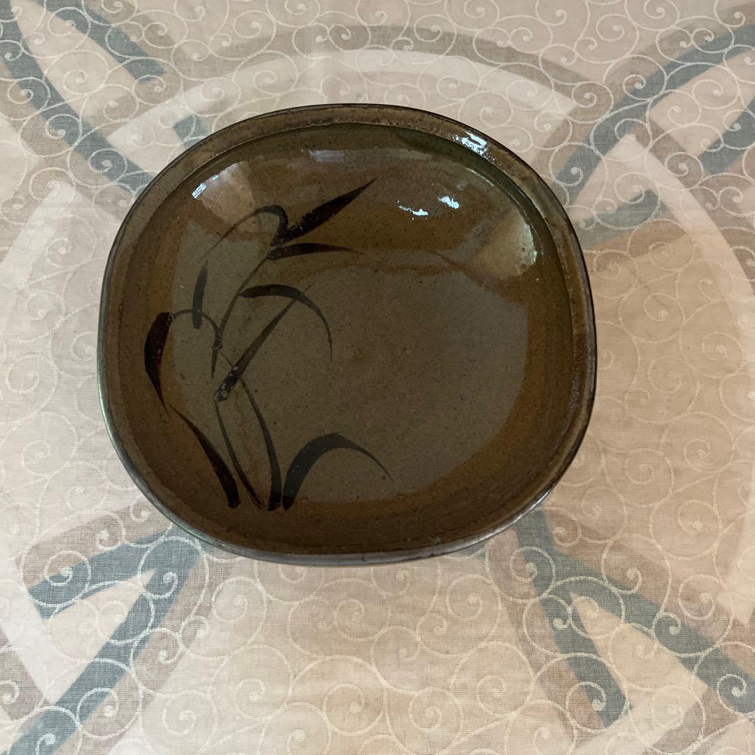 鉢□絵唐津向付 5客 古い唐津 竹絵 四角皿 銘々皿 時代物 骨董品□ 鉢