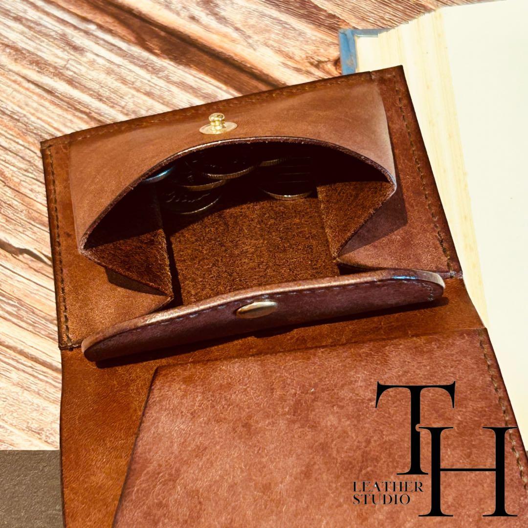 財布　コンパクト　三つ折り　イタリアンレザー　マルゴー　ダークブラウン