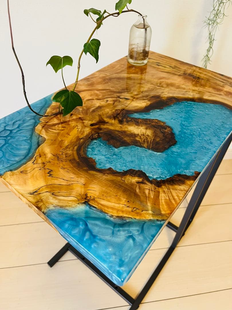 レジンテーブル　ソファテーブル　サイドテーブル　栃 ショップ 栃 サイドテーブル ソファテーブル コーヒーテーブル レジン