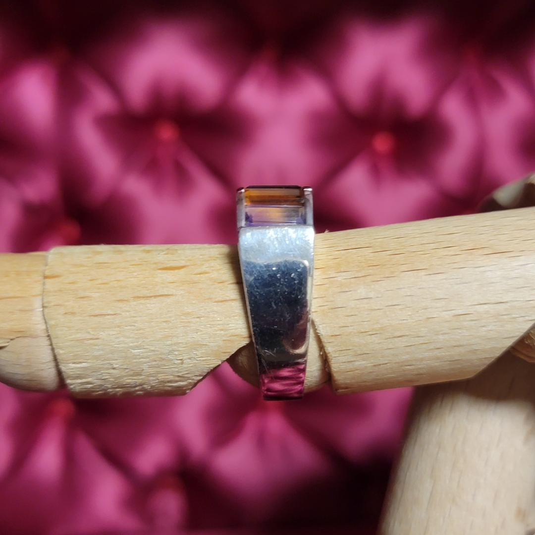 ビンテージ マルチストーンのゴールド切り替えシルバーリング 約14.5号