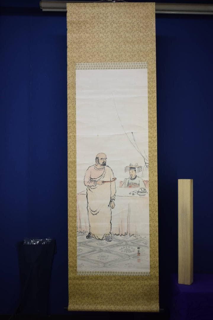 真作/杜龍/禅問答図/人物/朝鮮/布袋屋掛軸HI-302