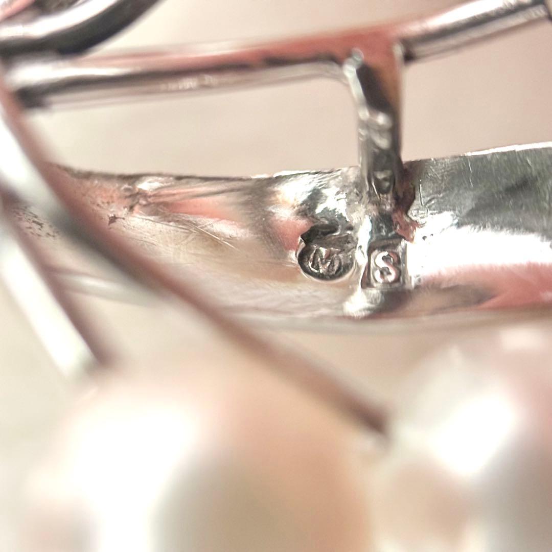 444【ミキモト】シルバー パール 5珠 ブローチ 皇室御用達ブランド