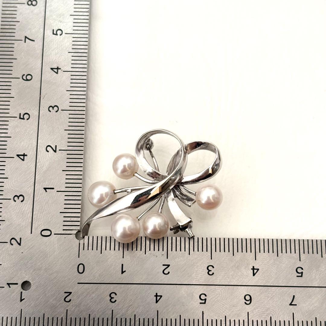 444【ミキモト】シルバー パール 5珠 ブローチ 皇室御用達ブランド