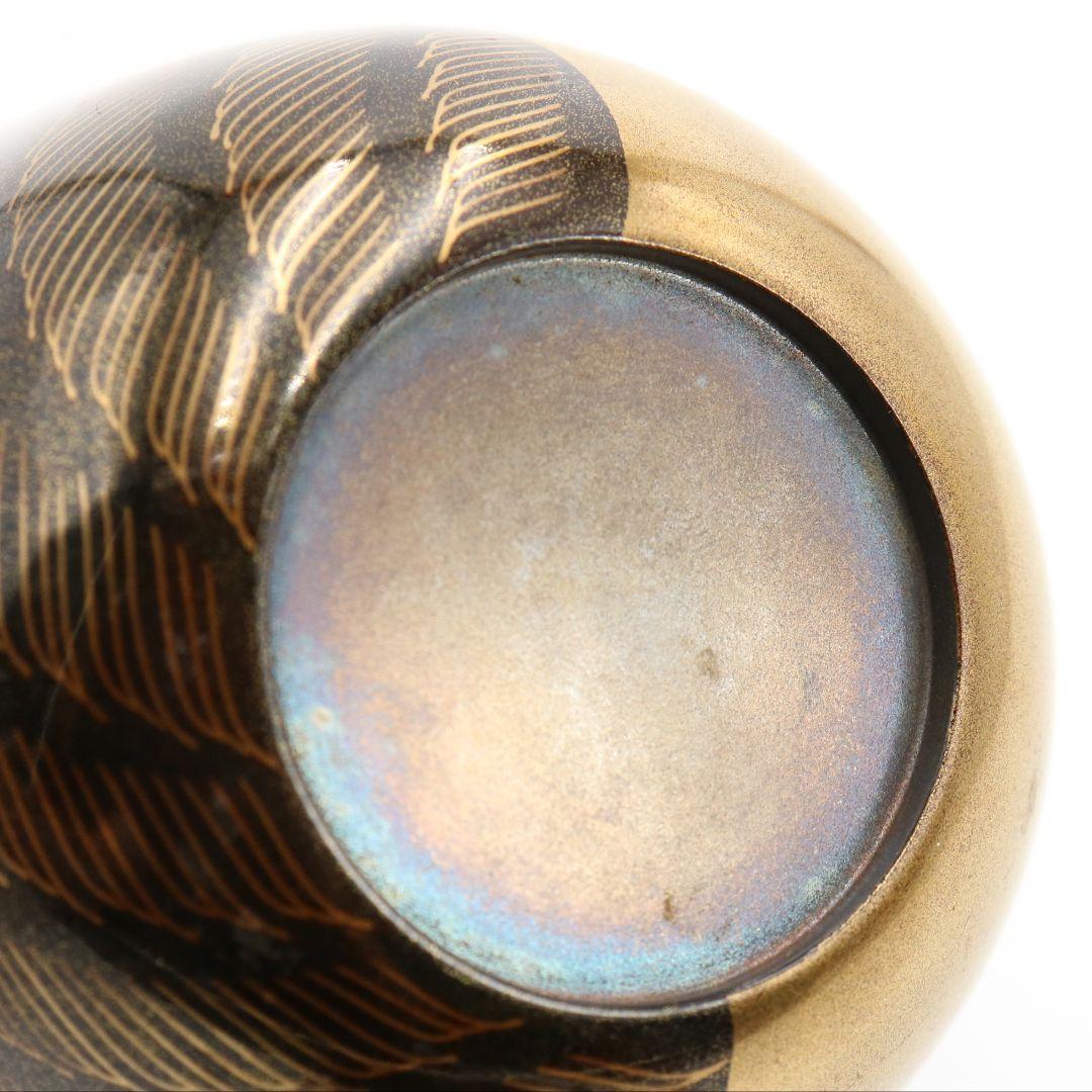 中村宗尹作 遠山に老松 大棗 内銀溜 金蒔絵 金梨子地 茶道具　IN358　Z1