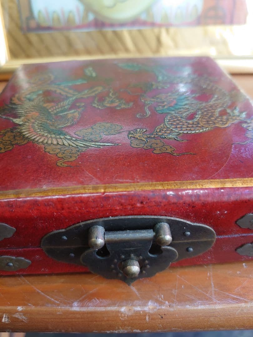 開運 風水盤 中国製 アンティーク 龍 鳳凰 デザイン