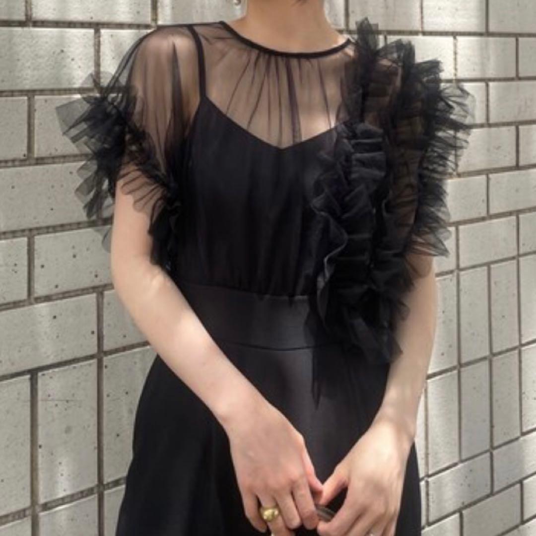 ラグナムーン チュールフリル パンツドレス オールインワン S