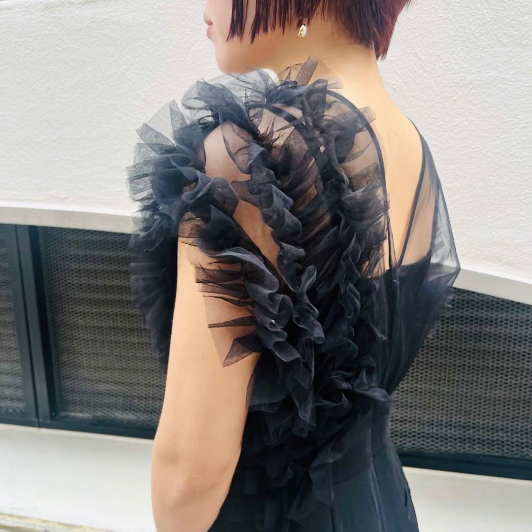 ラグナムーン チュールフリル パンツドレス オールインワン S オケージョン 黒