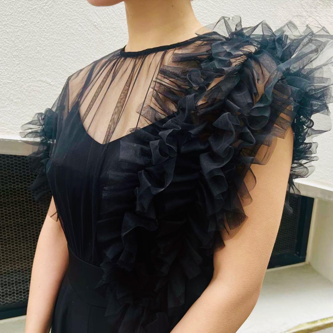 ラグナムーン チュールフリル パンツドレス オールインワン S オケージョン 黒