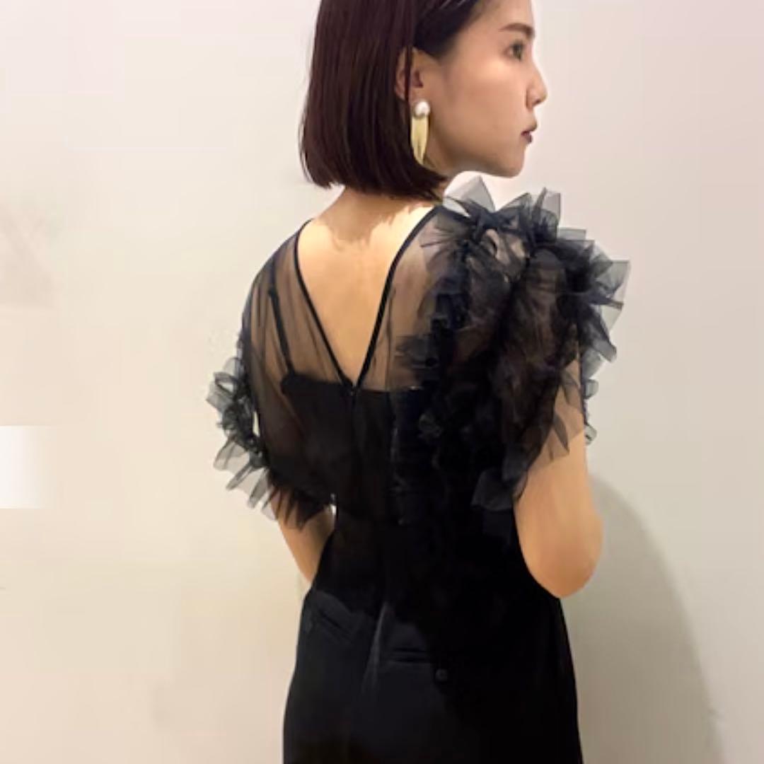 ラグナムーン チュールフリル パンツドレス オールインワン S