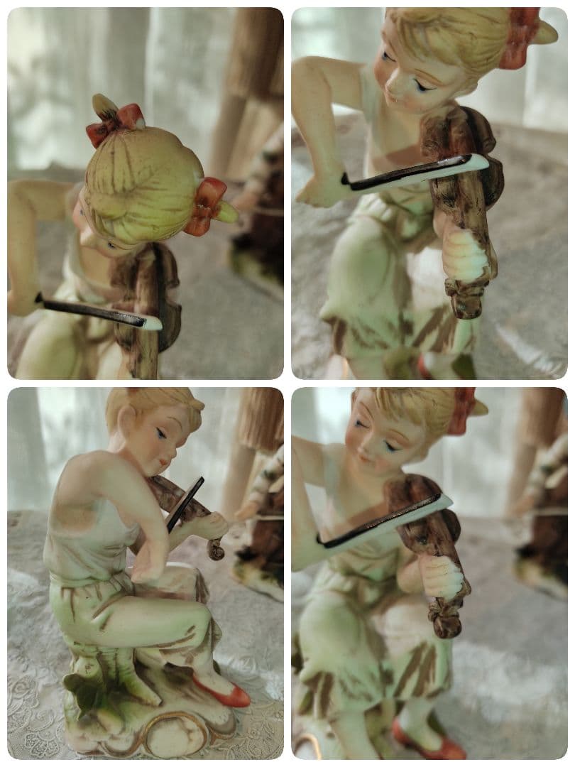 陶器　ビスクドール　バイオリン　チェロ　アンティーク　ヴィンテージ　フィギリン