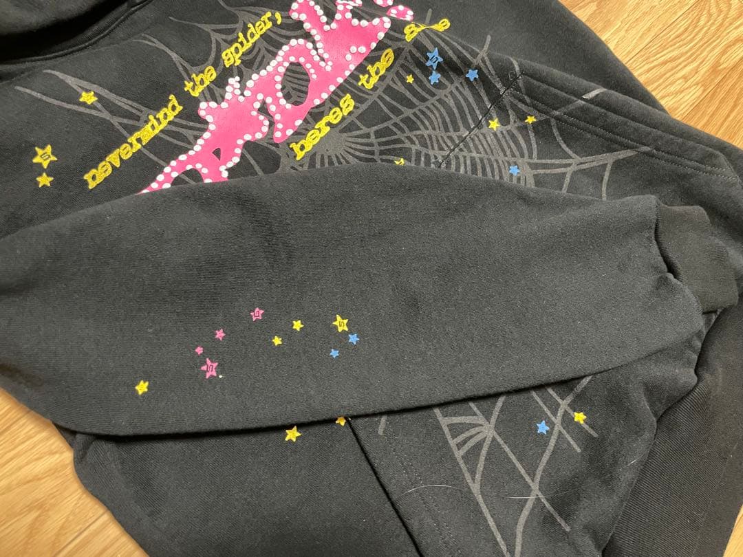sp5der 黒 パーカー s 確実正規品