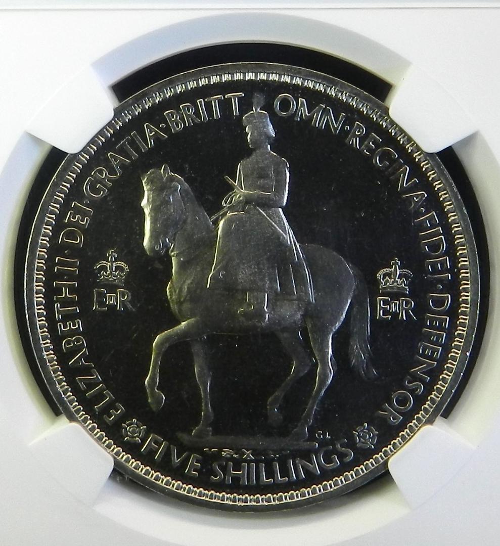 1953年 イギリス エリザベス2世 NGC 白銅貨 クラウン PF65 銀貨