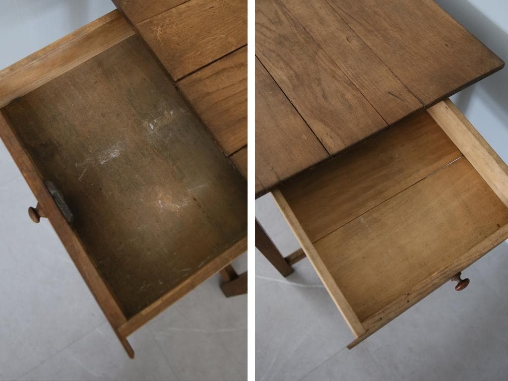 フランスアンティーク木製ダイニングテーブル/机/作業台デスク/飾り棚90-203