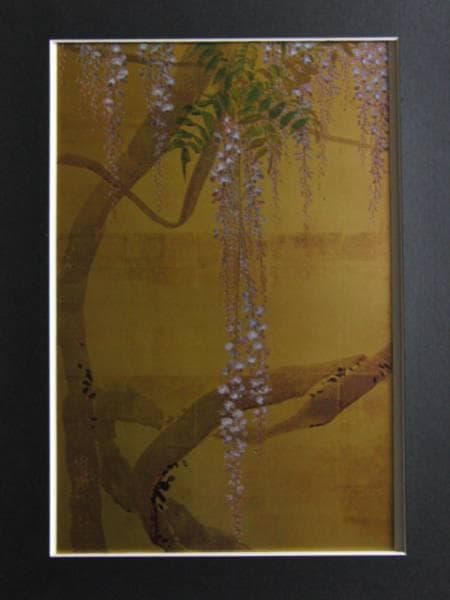 円山応挙、藤花図屏風、超希少・大判画集画、新品高級額装付