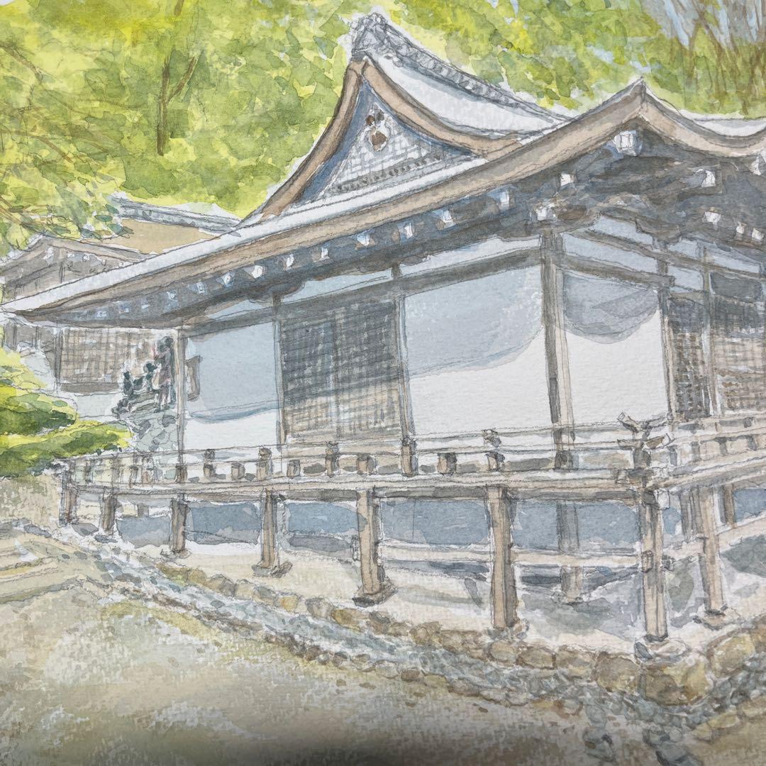動画投稿中 F4 宇治上神社 手描き水彩画 原画 京都世界遺産