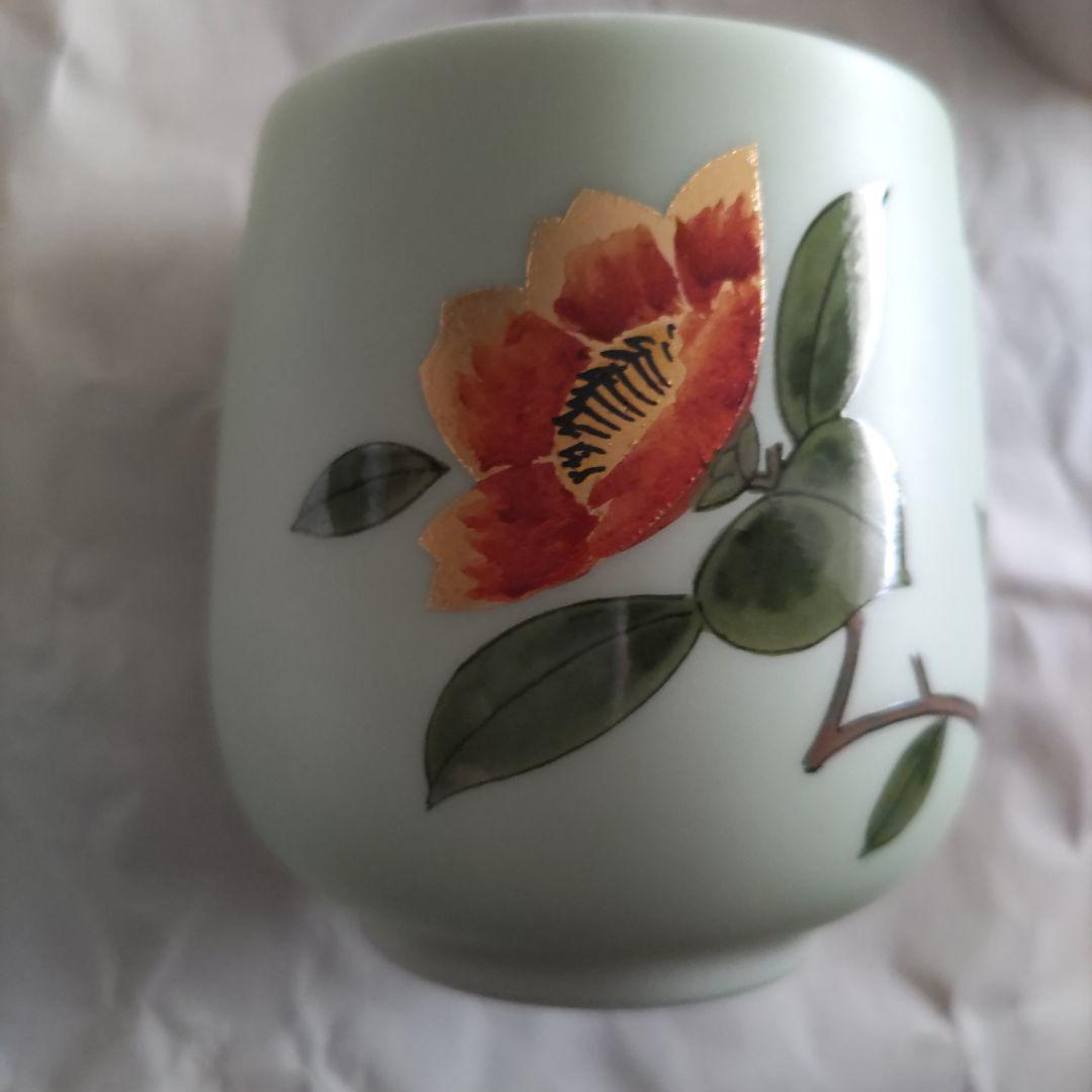 九谷焼 穂光 蓋付き夫婦湯呑み 金箔 金彩