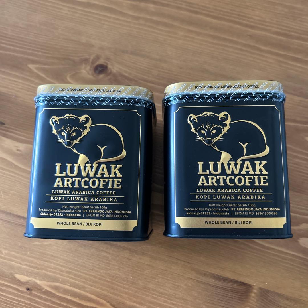 LUWAK ARTCOFIE ルワカコーヒー 100%豆　2缶セット 楽天市場】JJ Royal Coffee 100%純ロブスタ種 ルワックコーヒー豆 100g