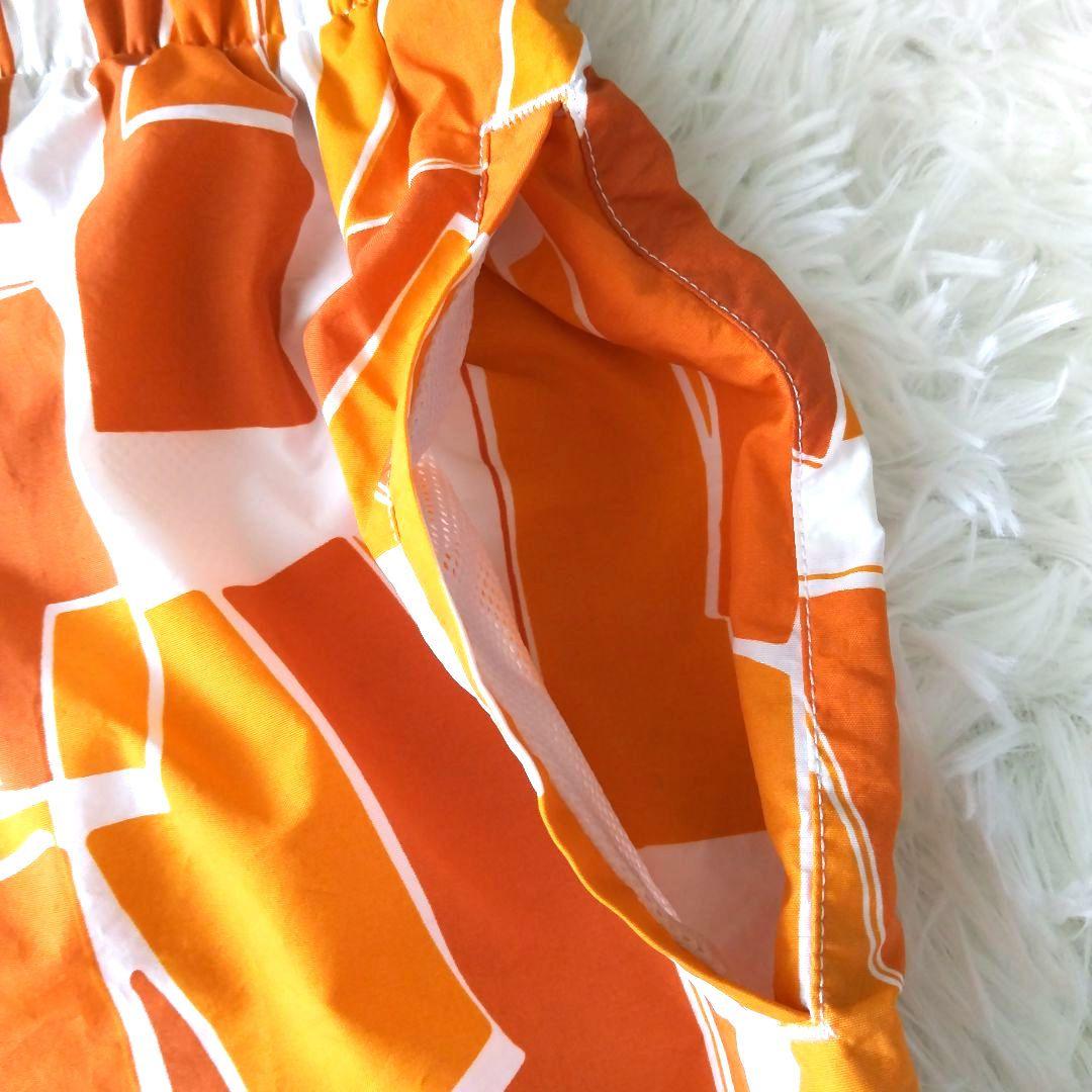 エルメス】HERMES 幾何学模様 メンズスイムパンツ水着 Mサイズオレンジ