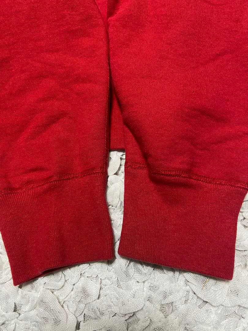 SUPREME パーカー レッド/グレー　バイカラー　裏起毛　アーチロゴ