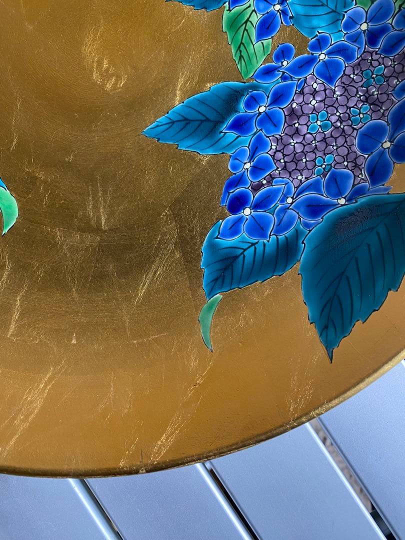飾り皿 有田焼 金襴手 金箔 紫陽花 伝統工芸 木箱入り