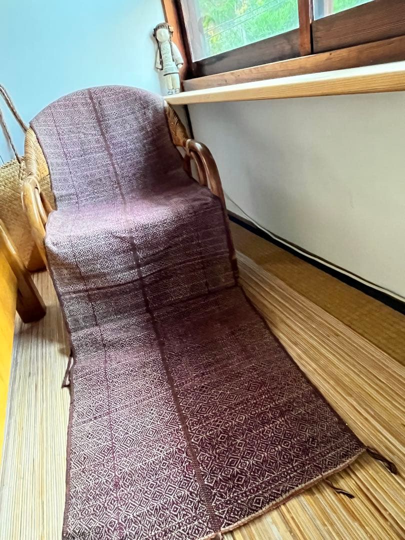 ミャンマー(旧ビルマ) チン族 片面縫い取り織り 肩掛け布 ①