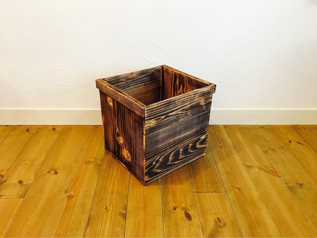 新品 焼き目 りんご箱 角箱 2箱 / 小物入れ 収納 ラック ケース