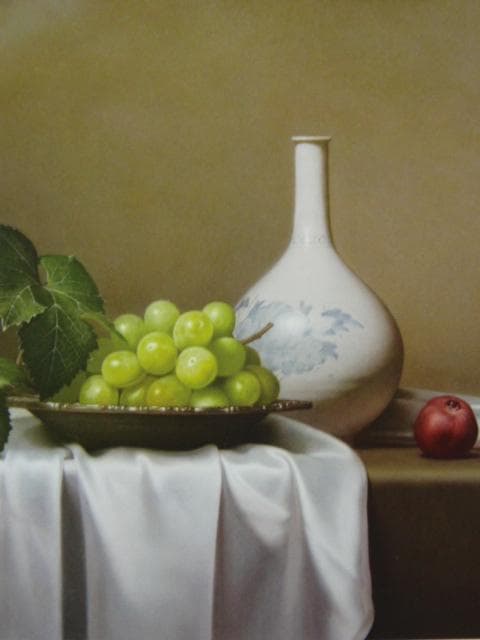 北浩二「古陶磁と葡萄」、希少画集より、状態良好、新品高級額装付