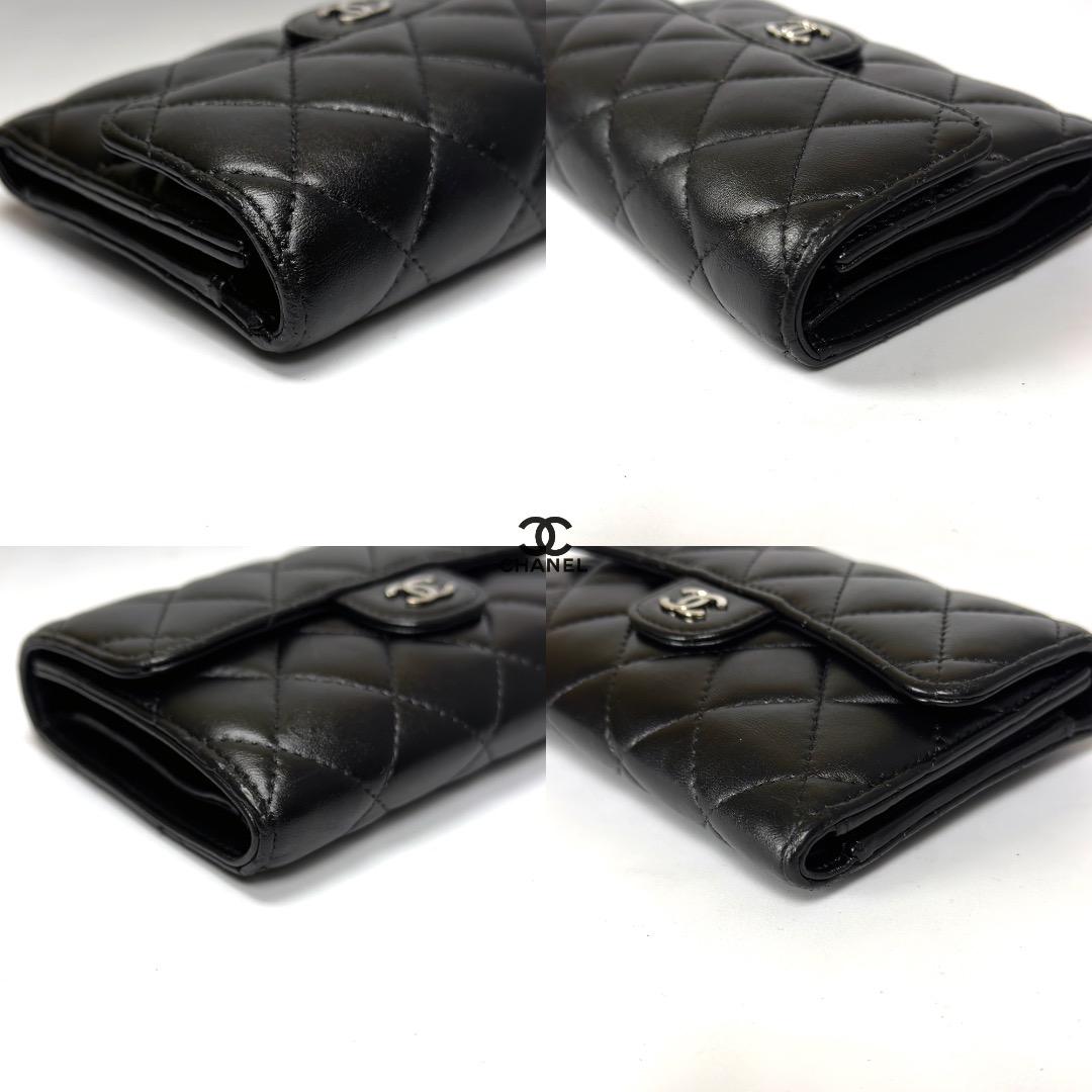 正規品 シャネル マトラッセ シルバー金具 ミディアム フラップ三