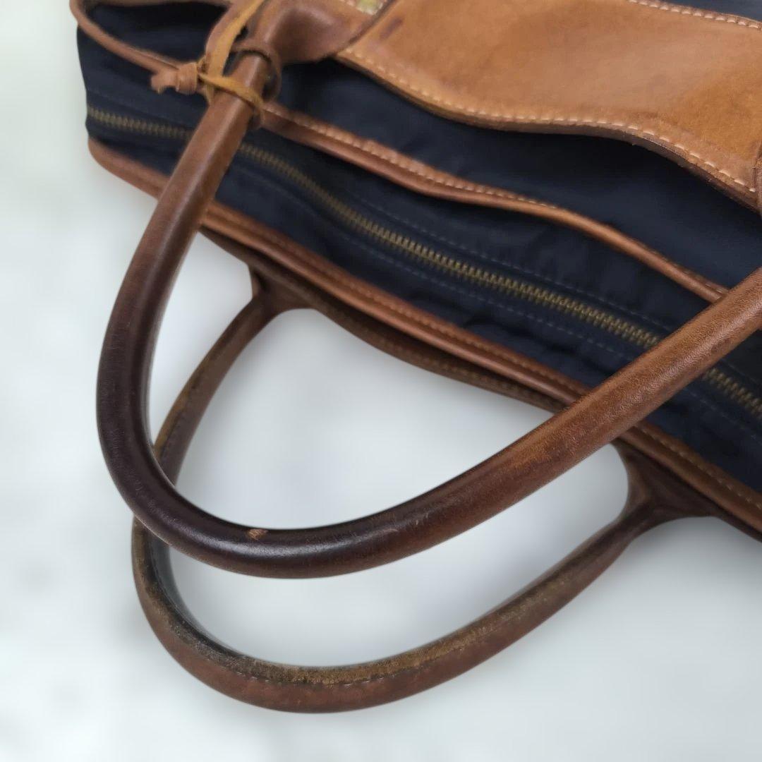 ✨極美品✨ フェリージ ブリーフケース ナイロン レザー 紺茶 B4可 1845