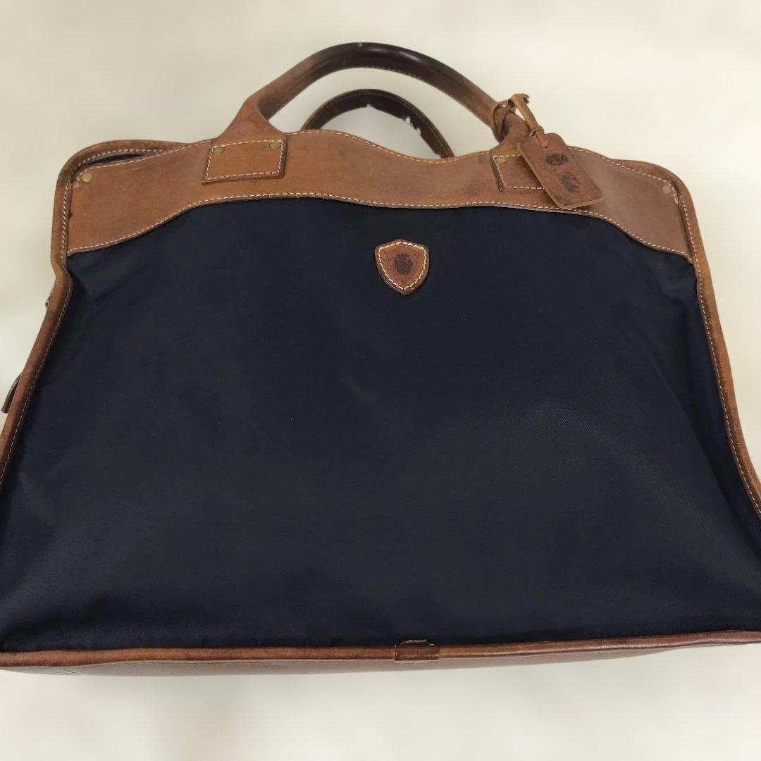 ✨極美品✨ フェリージ ブリーフケース ナイロン レザー 紺茶 B4可 1845