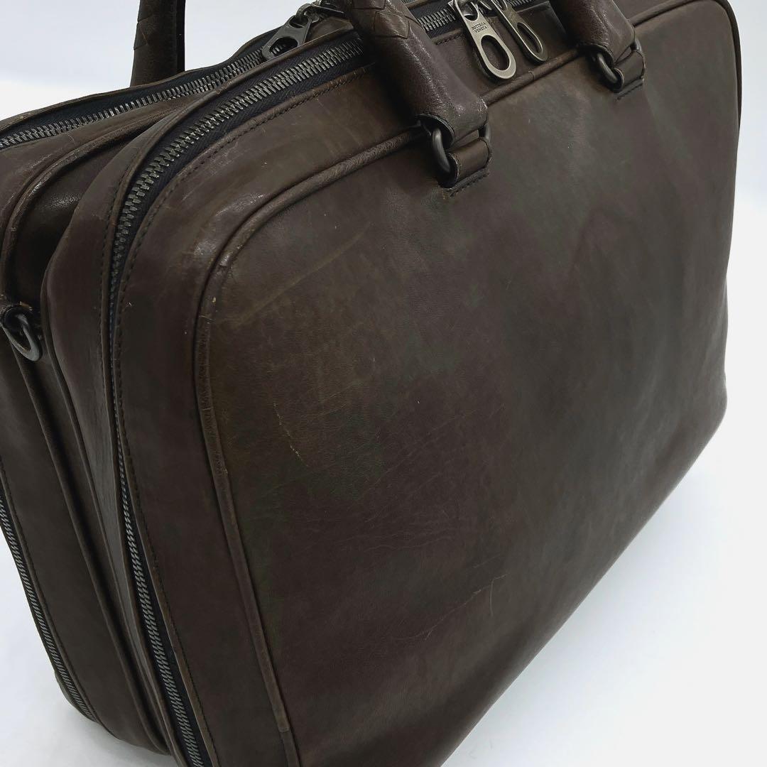 【BOTTEGA VENETA】ビジネスバッグ　イントレチャート　レザー　茶色