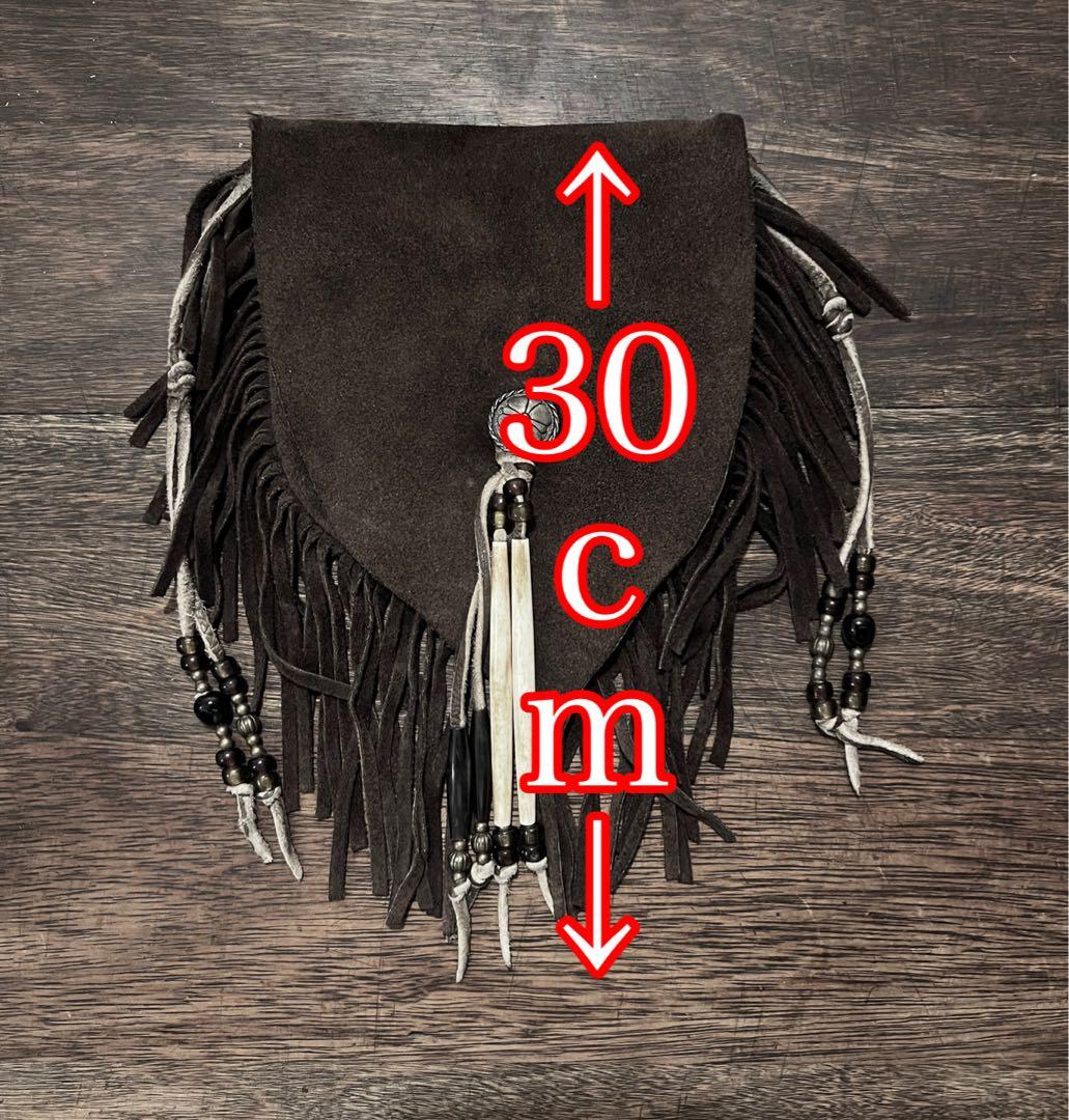 9日23時まで値下げ　一点物　スウェード　フリンジ　メディスンバッグ