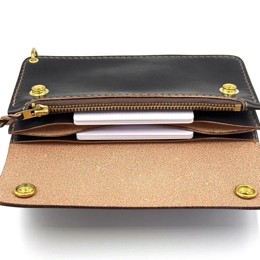 トラッカーウォレット(ブラック) タロンジッパー　3層ヴィンテージタイプ