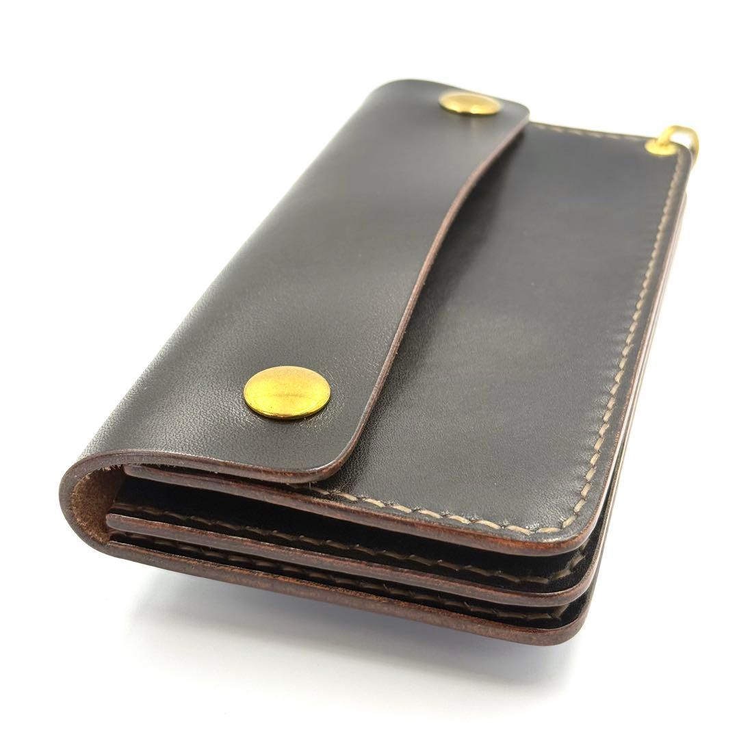 トラッカーウォレット(ブラック) タロンジッパー　3層ヴィンテージタイプ
