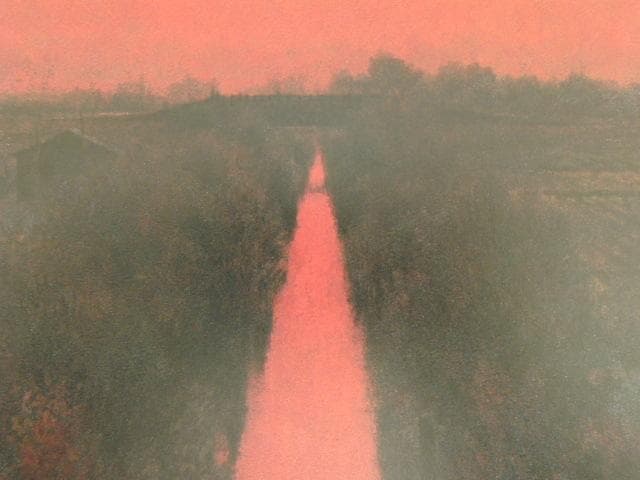 久保嶺爾、【赤い水路】、希少な額装用画集より、新品額装付