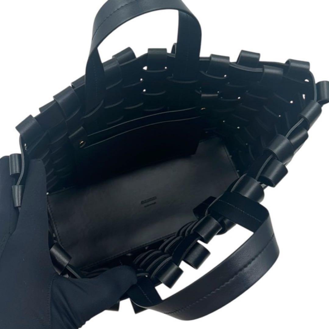 【極上品】JILSANDER ハンドバッグ WOVEN ブラック レザー