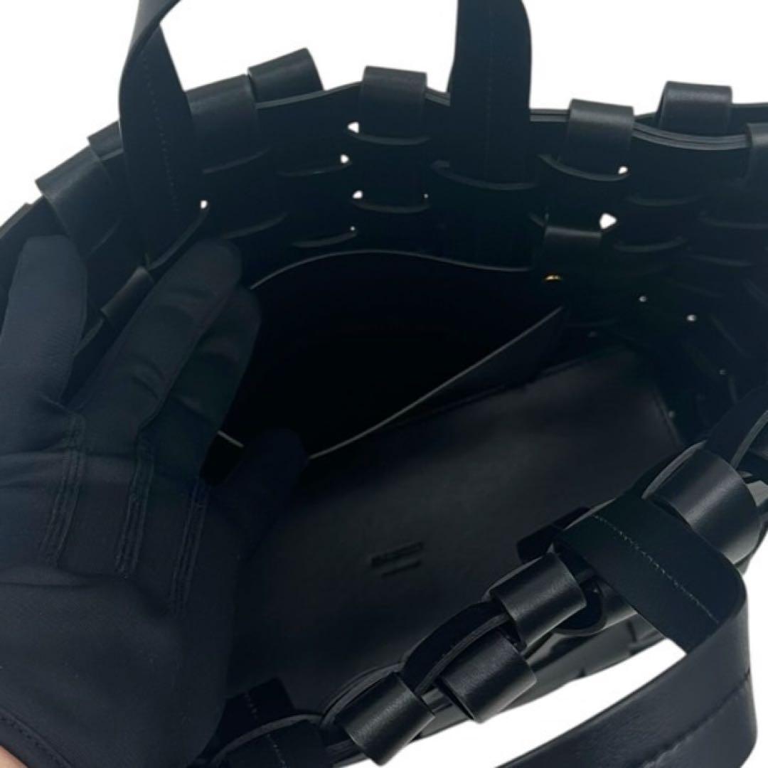 【極上品】JILSANDER ハンドバッグ WOVEN ブラック レザー