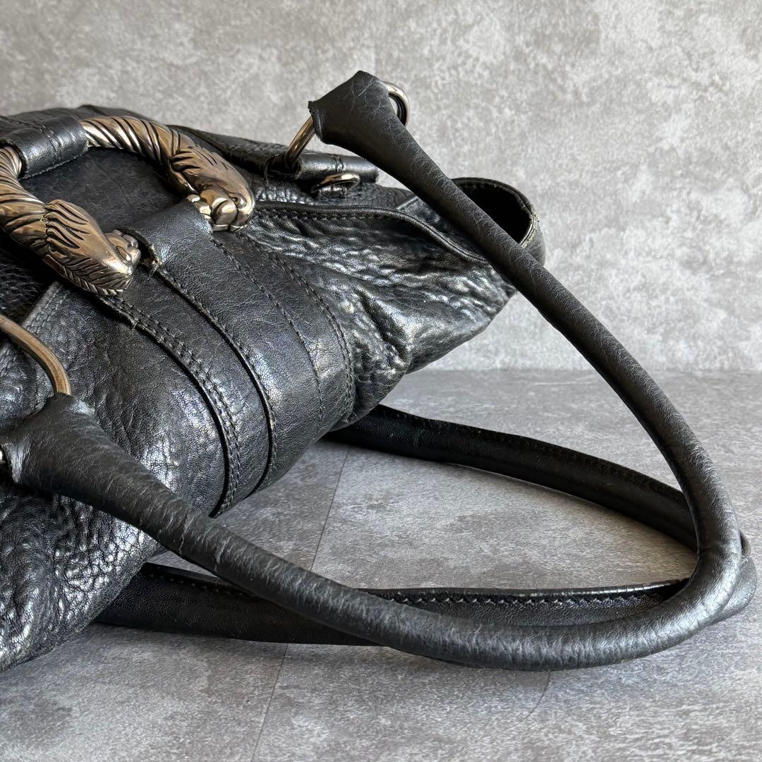 ⭐️ブルガリ⭐️レオーニ ハンドバッグ ライオン金具 ブラック