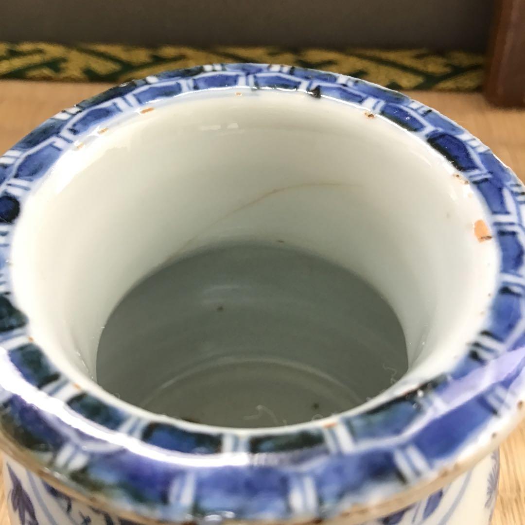 茶道具 古染付茶器 松竹梅絵 牙蓋添 仕覆二種付属 共